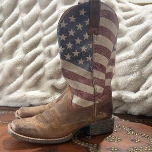 Ariat Brown and American Flag Heeled Boots